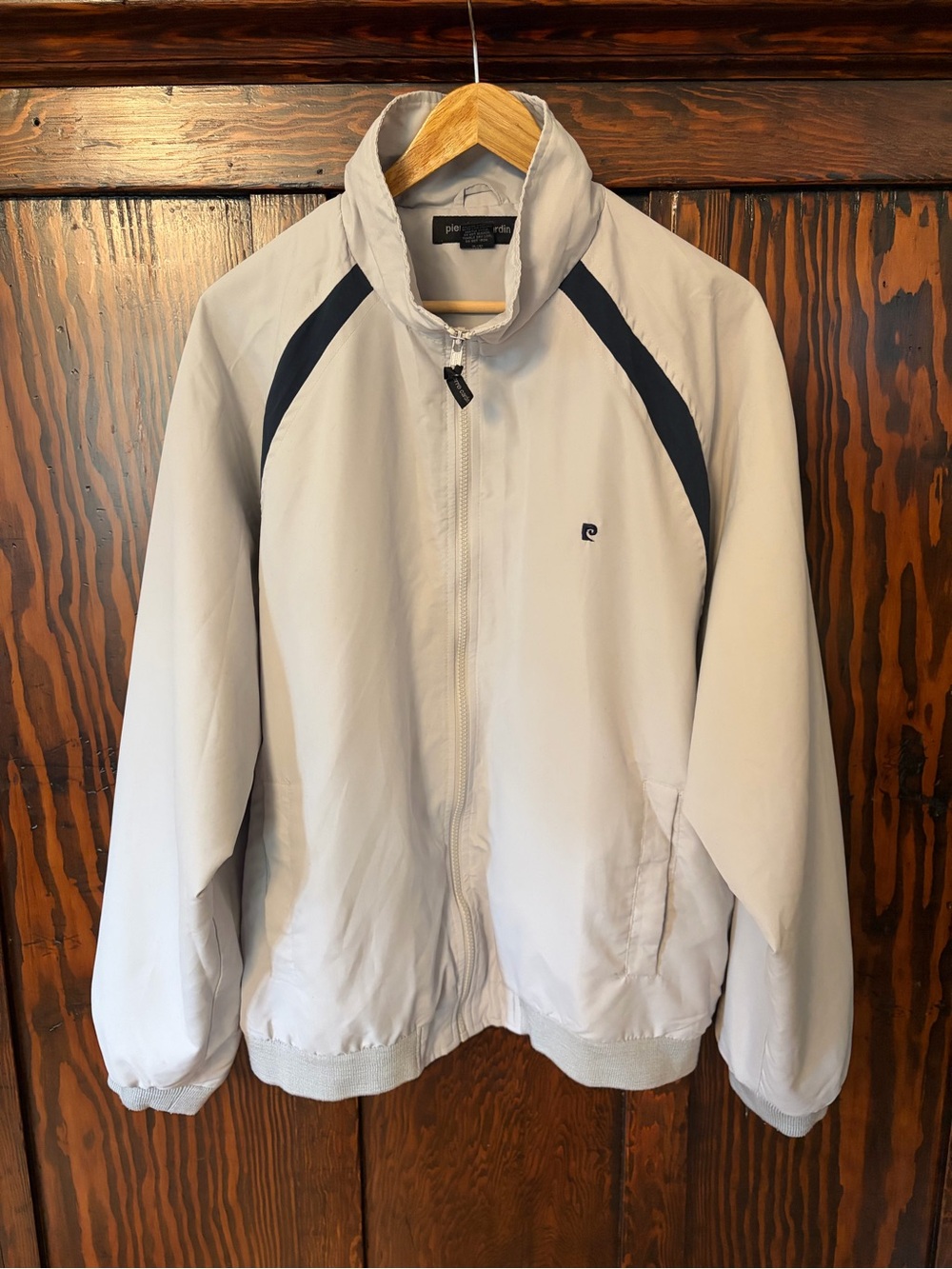 Pierre Cardin Light Gray Windbreaker with Navy Accents